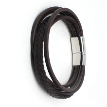 New Product Multiple Woven Leather Bracelet With Magnetic Clasp